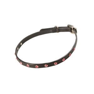 Hundehalsband Leder mit Strasssteinen rosé - Sommer Dogs